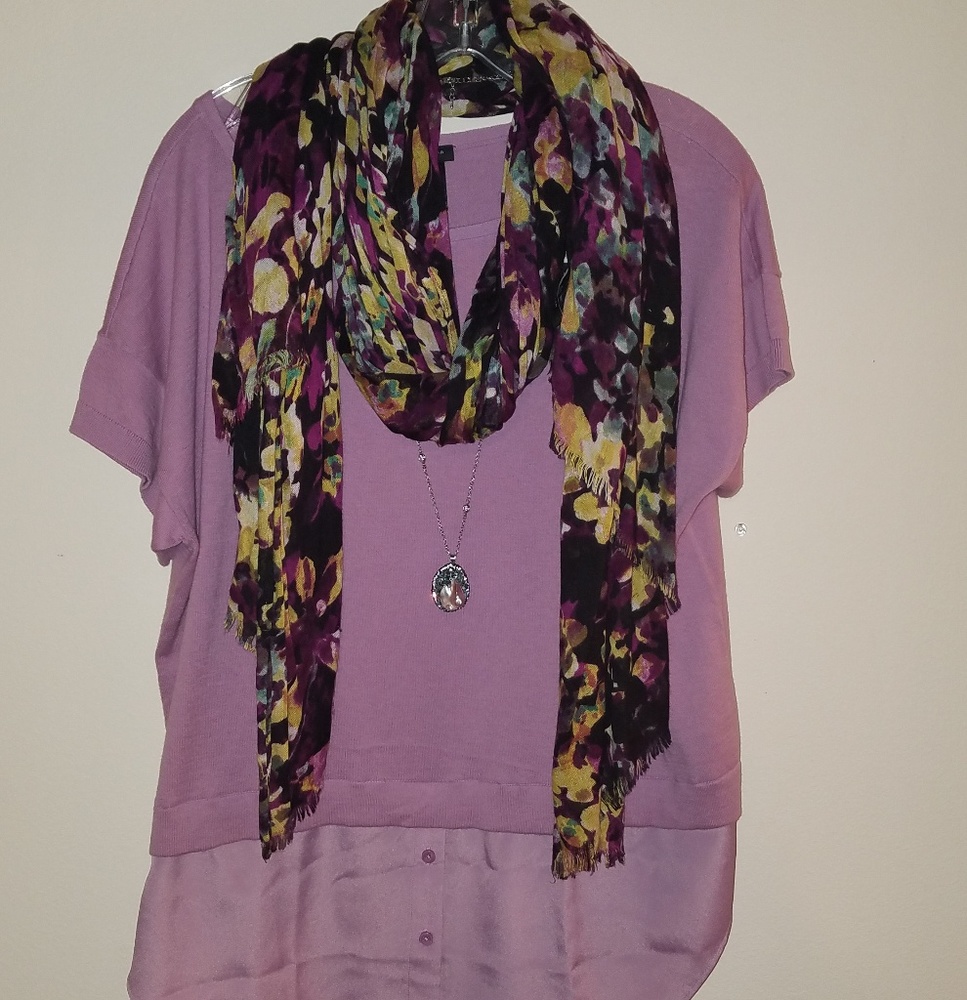 Ann Taylor Knit Top w/ Chiffon Accent (019)